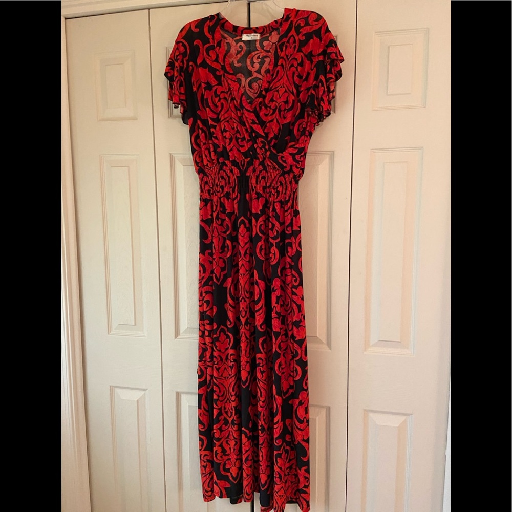 ACE Fashion Maxi Dress, red and black, 2X
